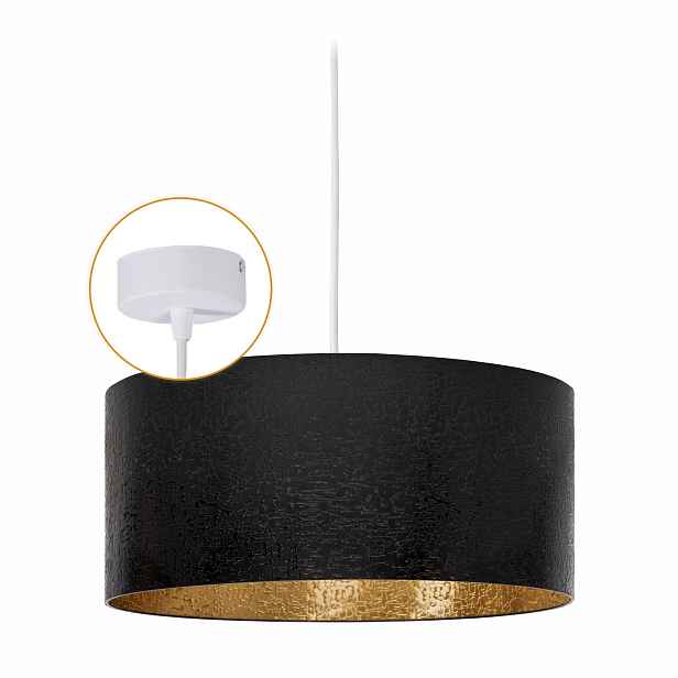 Závěsné Stropní Svítidlo Lustr Abažur Klosz 1 x E27 Led Černá do obývacího pokoje