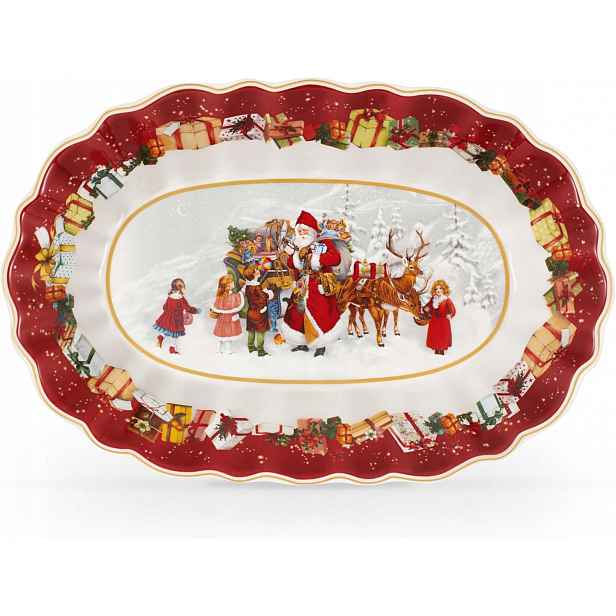 Vánoční Porcelánový Oválný Talíř Na Pečivo 30,5×20 CM