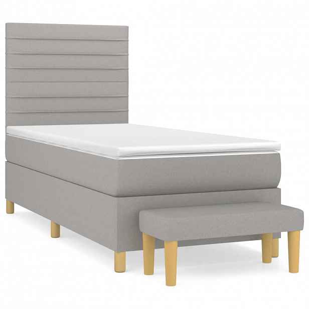 vidaXL Box spring postel s matrací světle šedá 90x190 cm textil