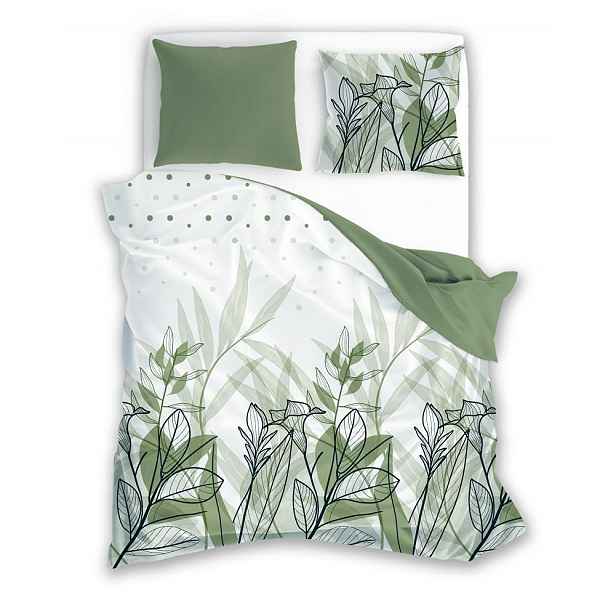 Povlečení 220x200 Trendy olivová barva s listy Faro