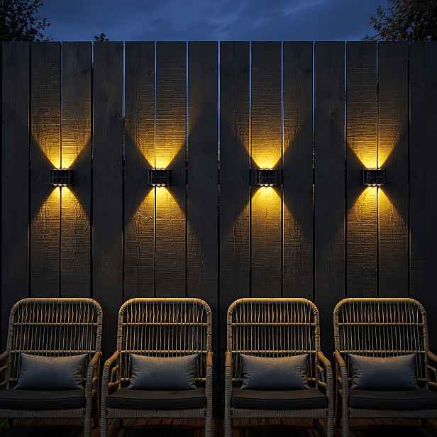 TEMU 6LED Solární venkovní světlo [Inteligentní senzor - Detekce světla] Nabíjecí nástěnná lampa [Balení 4 ks] Včetně šroubovací sady a oboustranných