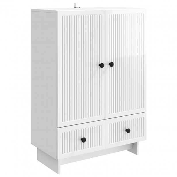 vidaXL Servírovací skříň Vysoký Lesklý Bílý 66 x 34,5 x 95 cm