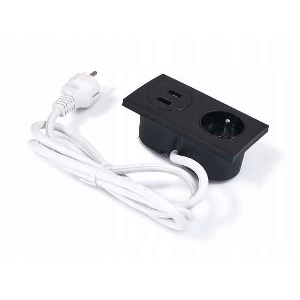 Elektrické stolní Usb zásuvky, zapuštěné, černé