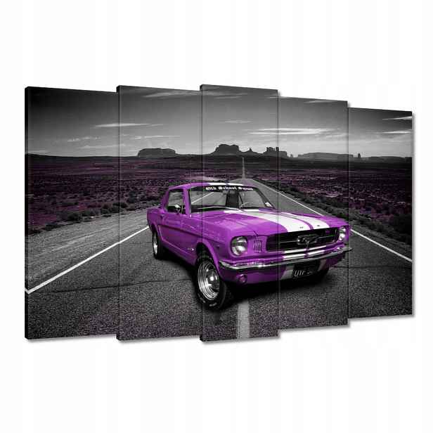 Obrazy 150x95 Fialový Ford Mustang na zadní straně