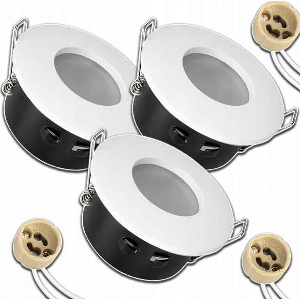 3x Bílé Zapuštěné Stropní Svítidlo Do Podbití Voděodolné Zásuvka GU10