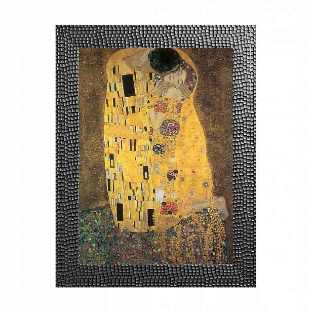Klimt obraz Polibek 50x70 černý rám art