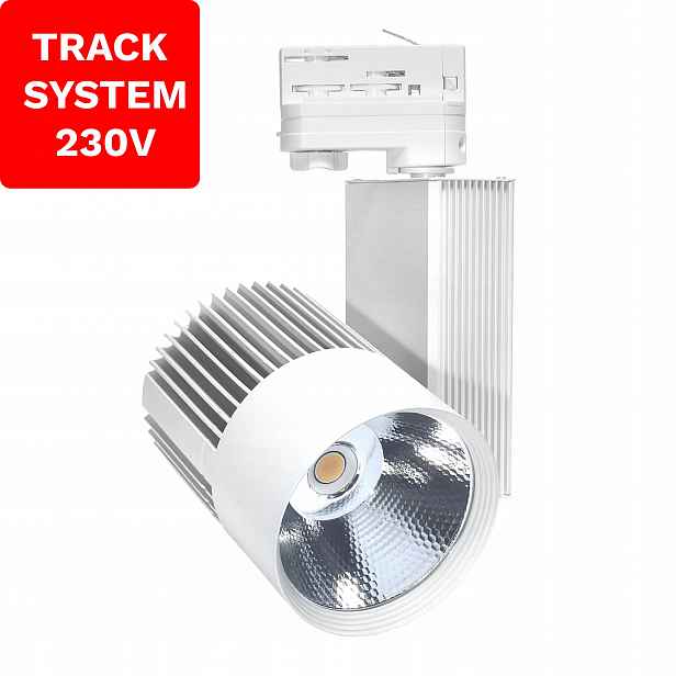 Kolejnicový reflektor Track System DD-03 30W 3000K Bílý 3-fázový 230V