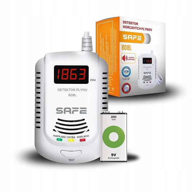 Set Detektor hořlavých a výbušných plynů SAFE808L+ nabíjecí baterie Gp
