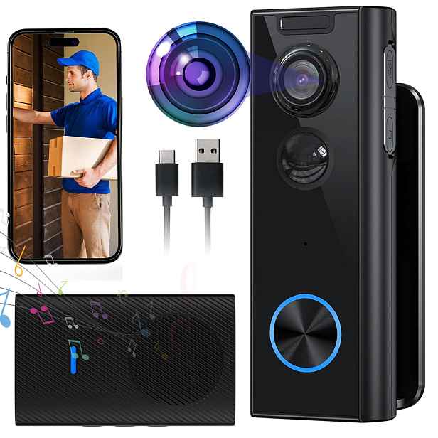 Bezdrátový Videotelefon S Nočním Viděním Wifi 4MP 166, Široký Úhel, Voděodolný