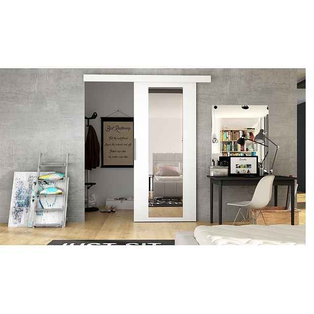 Posuvné dveře se zrcadlem MANAMI 4 - 80 cm, bílé