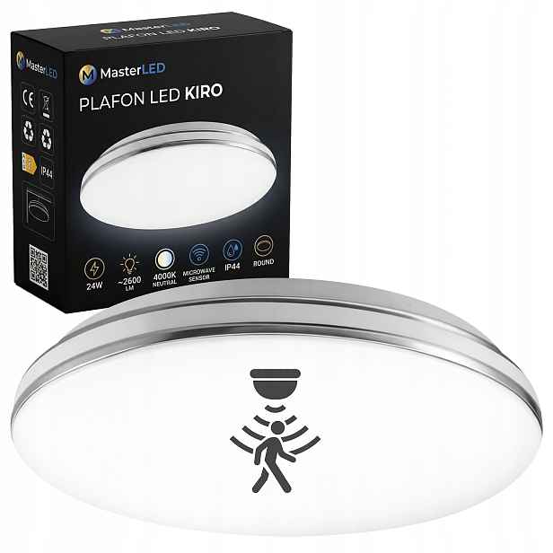 Stropní Svítidlo Led stropní svítidlo panel 24W 4000K Senzor Pohybu Dip nástěnný
