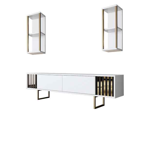 Televizní stolek s policemi Linie White and Gold