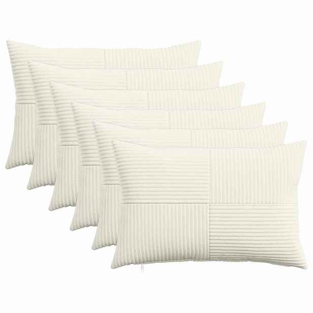 vidaXL Povlak na polštář 6 pcs ALMELO Krémová 50 x 75 cm manšestr