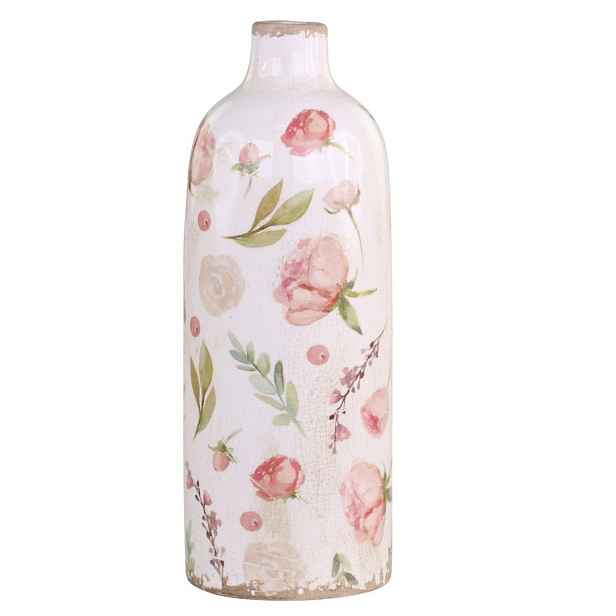 Keramická dekorační váza s květy Floral Étel - Ø 11*31cm Chic Antique