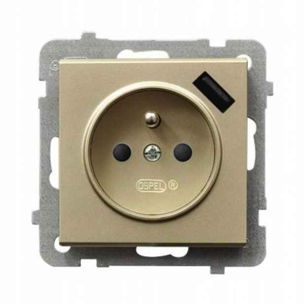 Ospel Šampaňská sonáta – zásuvka s uzemněním Usb GP-1RZPUSB/m/39