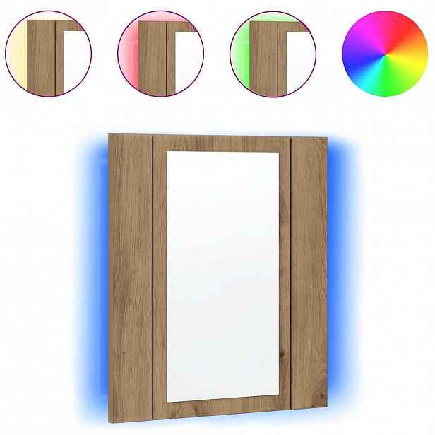 vidaXL Zrcadlová skříňka LED dub artisan 40x12x45 cm kompozitní dřevo