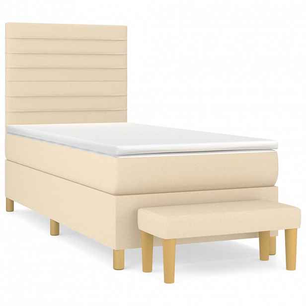 vidaXL Box spring postel s matrací krémová 90x190 cm textil