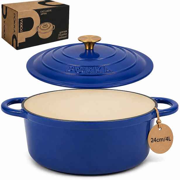 Hrnec S Poklicí 24 cm 4 L Pokka Indukce Modrá 24 cm