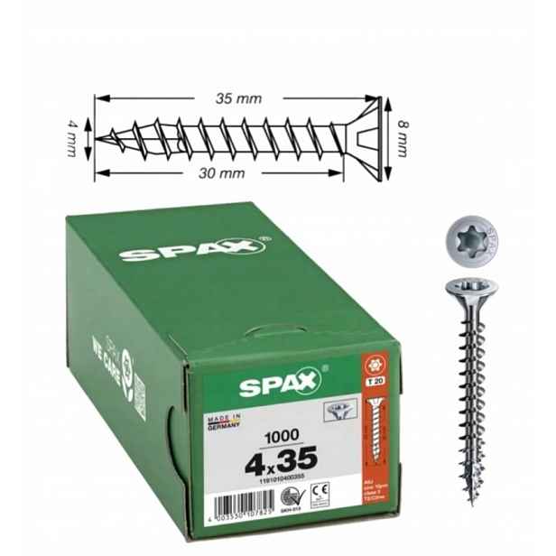 Univerzální šroub na dřevo spax 4 x 35 Wirox Tx 1000 ks