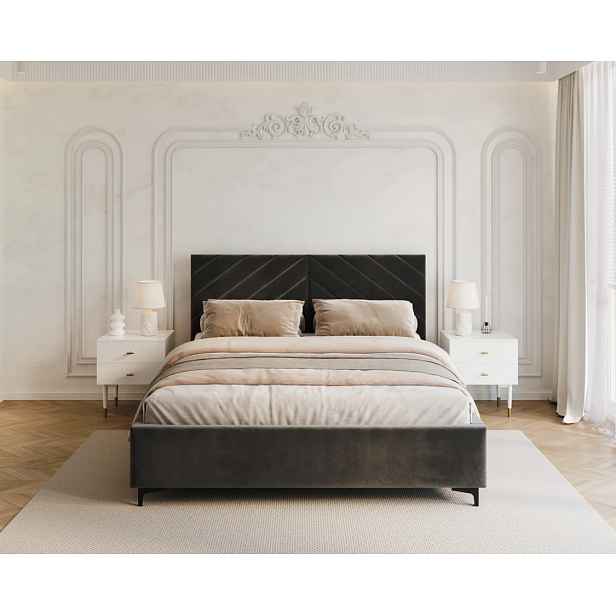 FDM Čalouněná postel Elegante se zvedacím roštem Paris antracit, velikost 140x200