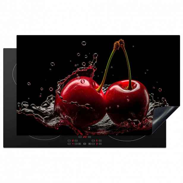 MuchoWow KRYT NA INDUKČNÍ DESKU Třešeň - červená - ovoce - voda - černá 85x52 cm
