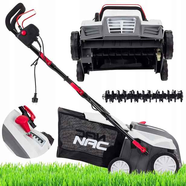 Nac Elektrický Provzdušňovač-vertikulátor Na Trávy 1800W 40CM Koš 55L 2 Válce