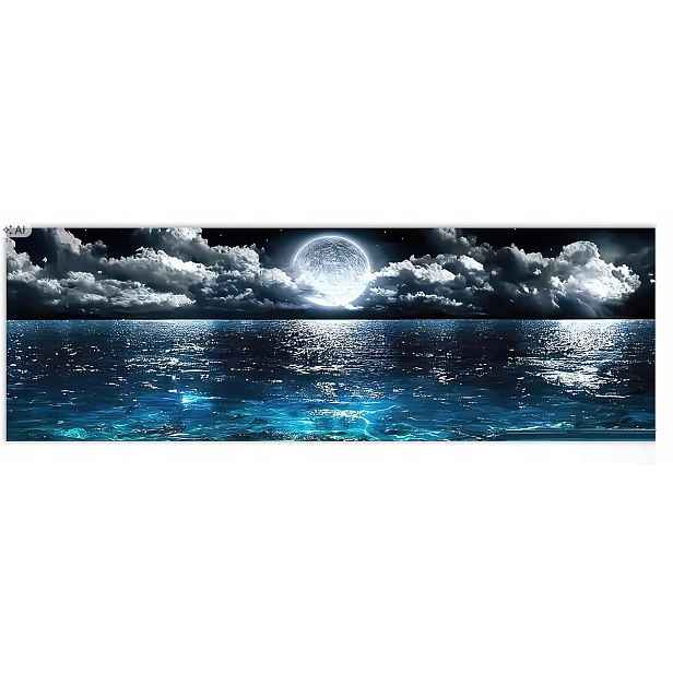 Obraz na plátně 40x120 cm Obloha Měsíc Moře Bez Rámu Moderní