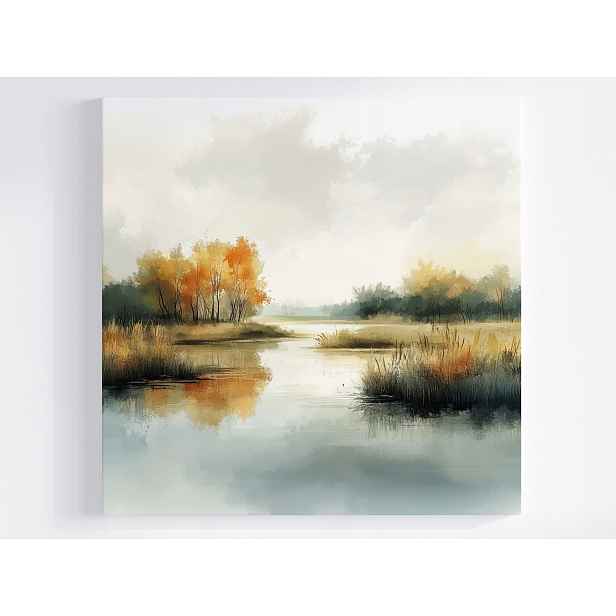 Obraz Na Plátně Canvas Krajina Pohled Na Řeku Stromy Podzim 50x50