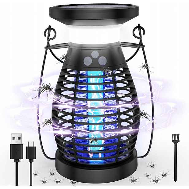 Solární Insekticidní Lampa Proti Komárům, Muchám, Voděodolná Uv Past