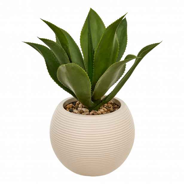 Umělá Rostlina Agáve V Květináči Polyresin Výška 58 CM, 28 X 28 CM