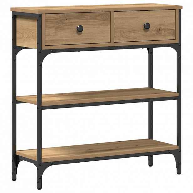 vidaXL Konzolový stolek se zásuvkou Artisanový dub 72,5 x 25 x 75 cm