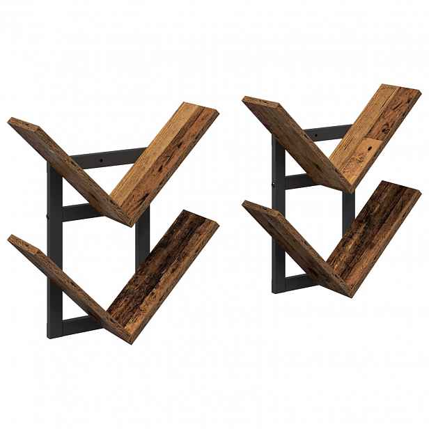 vidaXL Nástěnná floating polička 2 ks Staré dřevo 43 x 15 x 47 cm