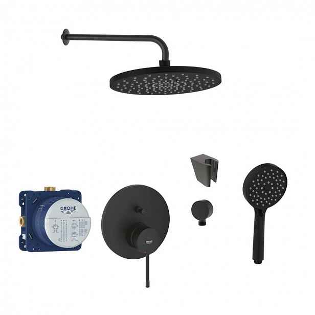 SANITINO - Sprchový set s baterií a tělesem pod omítku Grohe, příslušenství kielle, matná černá SANI21GKK407