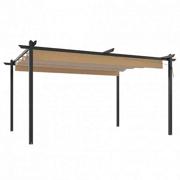 vidaXL Zahradní altán se zatahovací střechou 4 x 3 m taupe