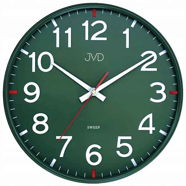 Zelený Čitelný Kulatý Tichý Elegantní Nástěnné Hodiny Jvd HX2508.3 30 cm