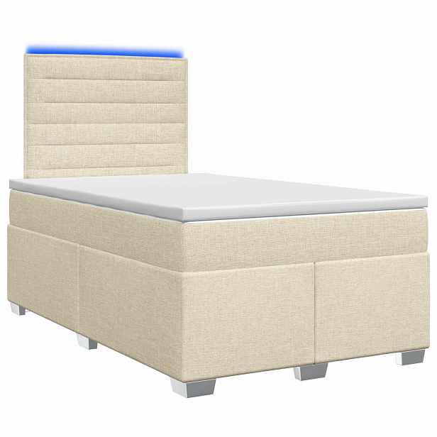 vidaXL Postel boxspring s matrací s čelo Krémová 120 x 200 cm Textil
