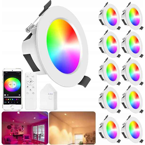 Spot Led stropní 10 ks zapuštěné očko Rgbic WiFi 230V