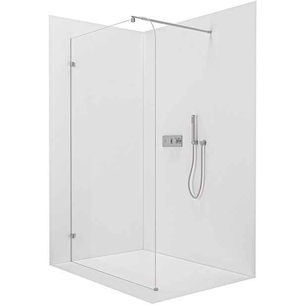 Sprchová zástěna Walk-in Orbis Round L/P - 8 mm - kulatá vzpěra - chrom, transparentní sklo - 130x200 cm