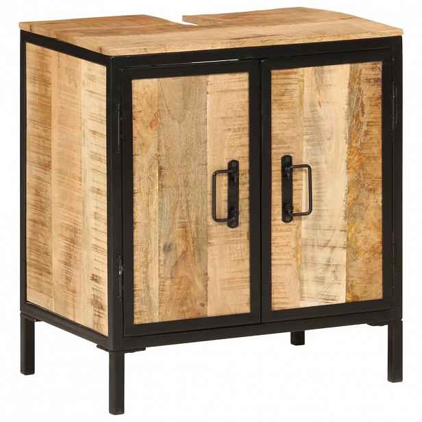 vidaXL Koupelnová skříňka pod umyvadlo 55x35x60 cm mangovník a železo
