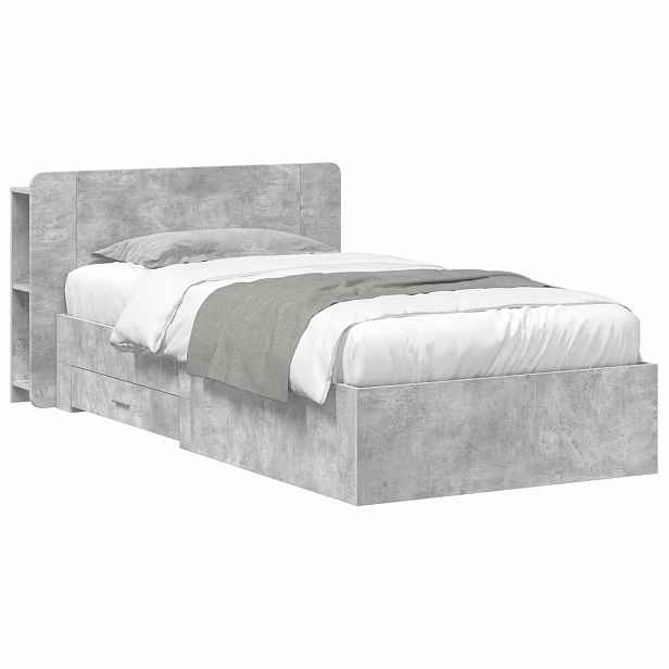 vidaXL Rám postele s úložným prostorem Betonově šedá 80 x 200 cm