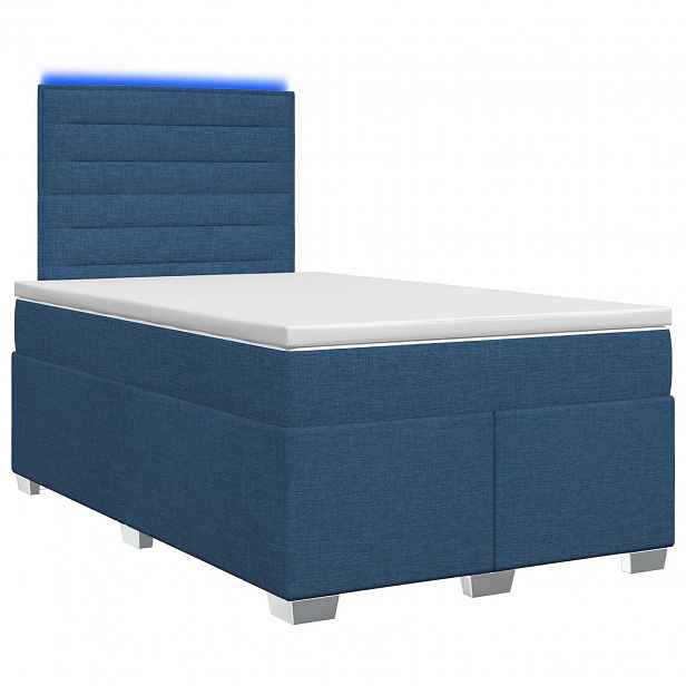 vidaXL Postel boxspring s matrací s čelo Modrá 120 x 200 cm Textil