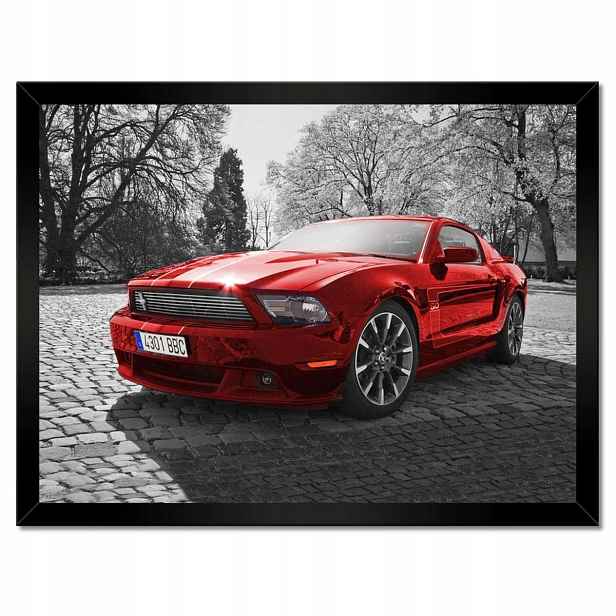 Plakáty v rámu 40x30 Červený Mustang