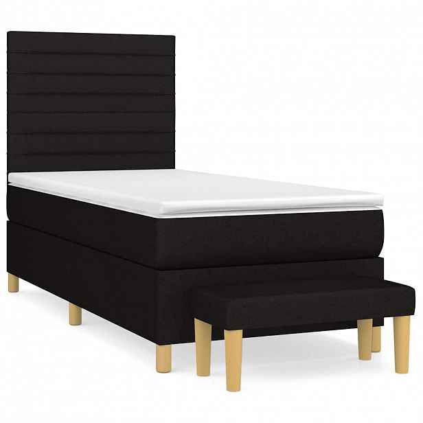 vidaXL Box spring postel s matrací černá 90x200 cm textil