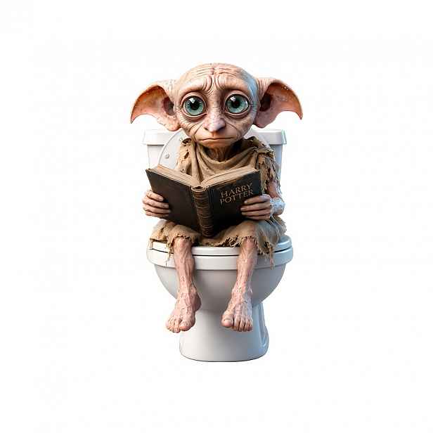 TEMU 1ks WB Dobby Vtipná Samolepka na Víko Toalety, Odstranitelná Vinylová Samolepka na Toaletu pro Koupelnu a WC, Samolepicí Dekorační Samolepka na