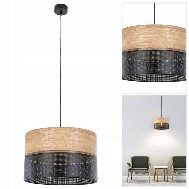 Závěsná lampa Nicol béžová v kuchyni s harmonickou kompozicí Tk Lighting