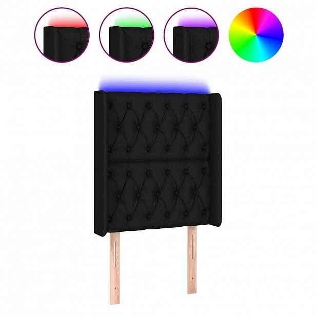 vidaXL Čelo postele s LED černé 83 x 16 x 118/128 cm textil