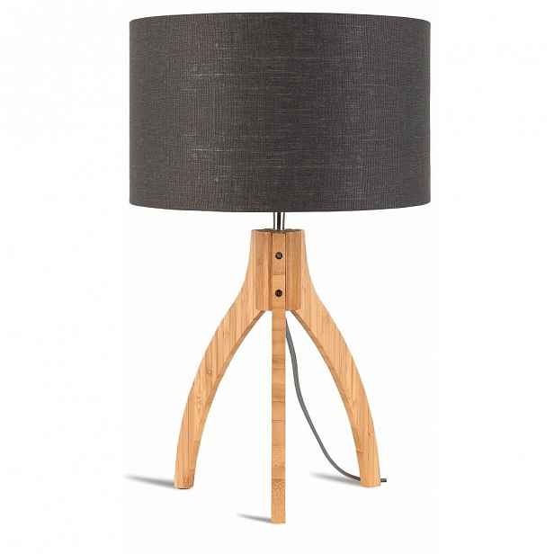 Stolní lampa s tmavě šedým stínidlem a konstrukcí z bambusu Good&Mojo Annapurna