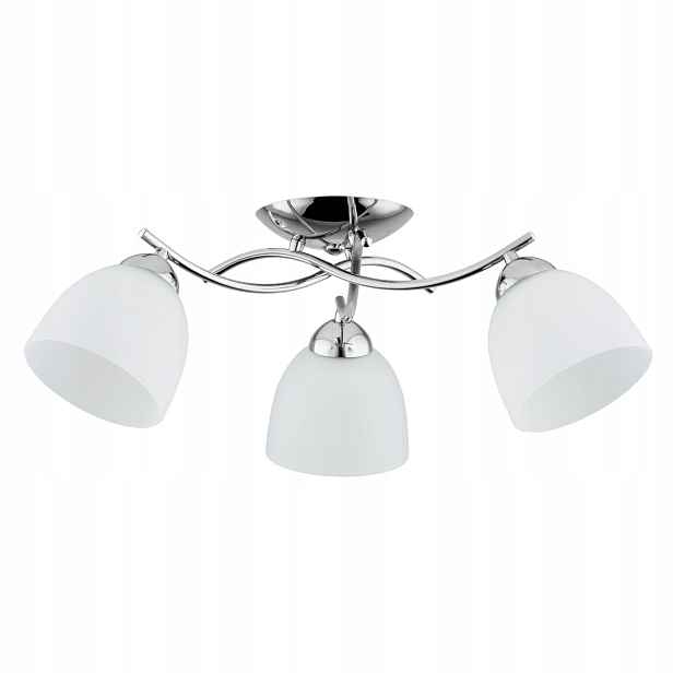Stropní svítidlo chrom 3 body bílé stínítko do obývacího pokoje 3xE27 15W Torino Alfa