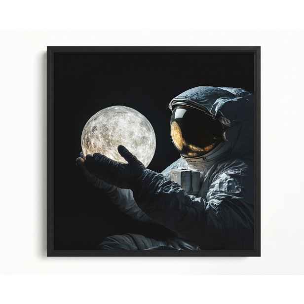 Obraz Rám Americký Box Astronauta Cestovatel Měsíc Vesmír Světlo 60x60