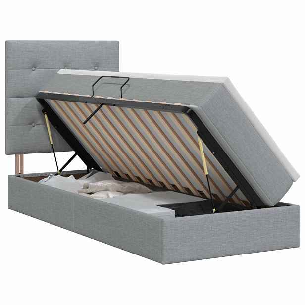 vidaXL Postel s úložným prostorem a matrací Světle šedá 90 x 190 cm